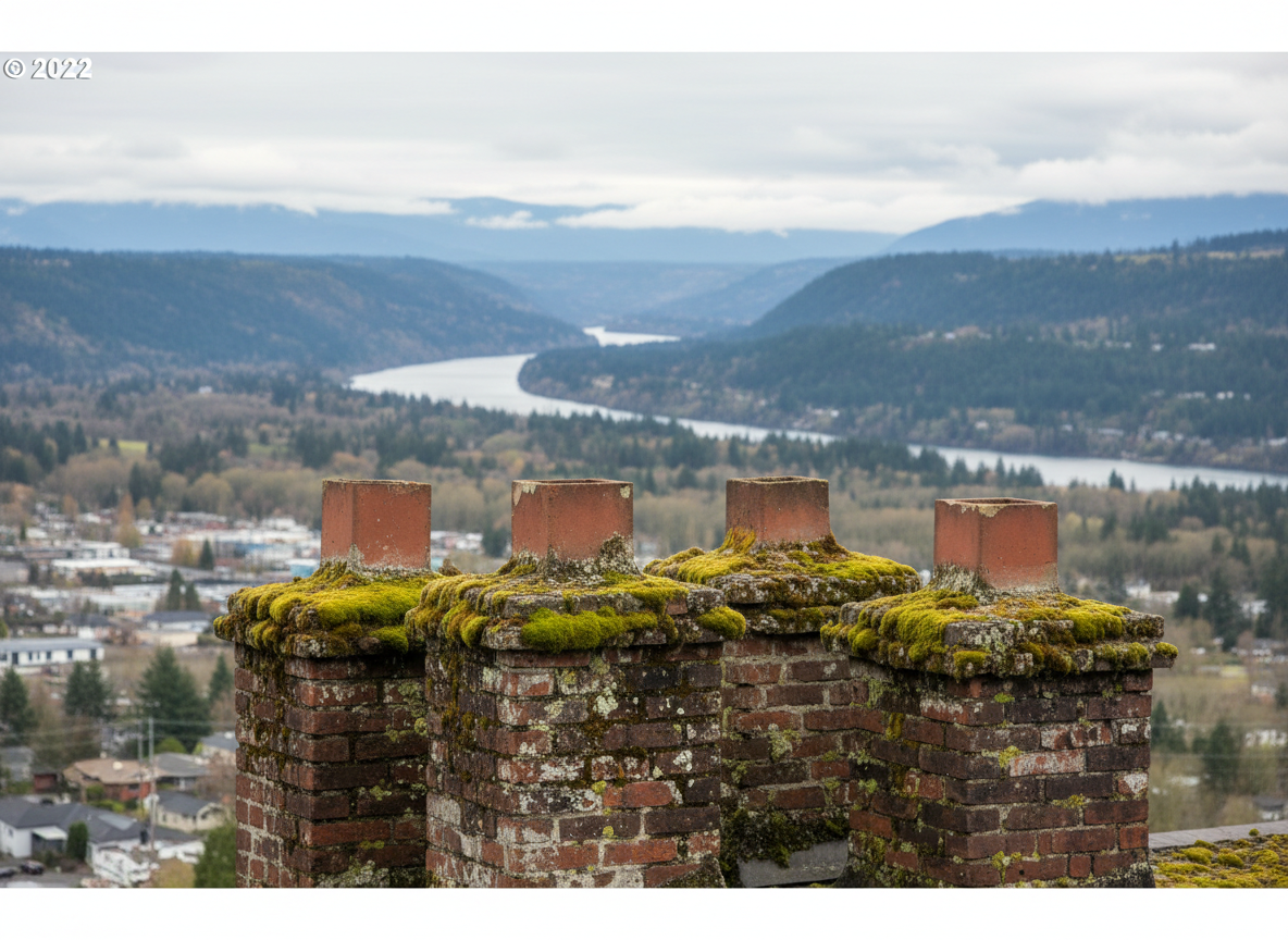 Moss Growth on Chimneys Near the Columbia River Gorge